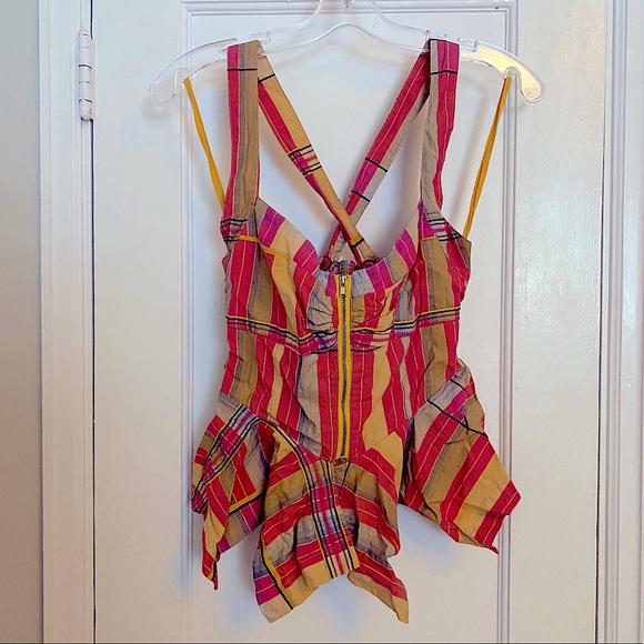 Striped zip-up Anthropologie’s Odille Top sz4/6 - Picture 2 of 7